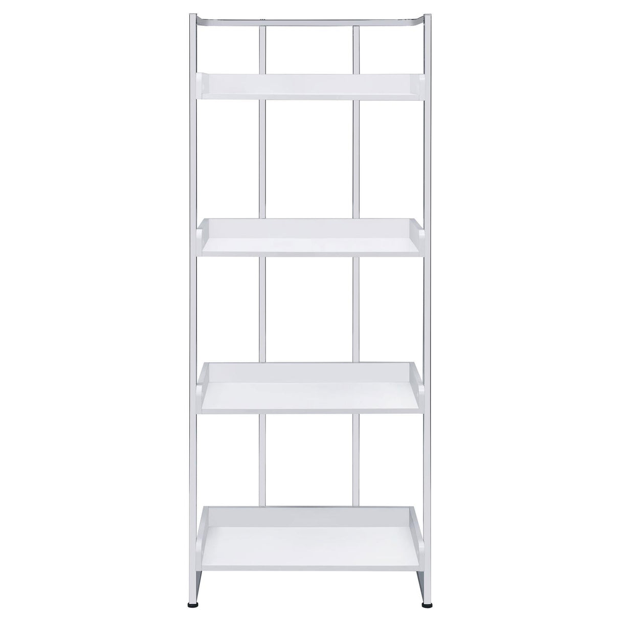 Ember 4-shelf Bookcase White High Gloss and Chrome - 803402 - Luna Furniture
