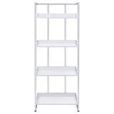 Ember 4-shelf Bookcase White High Gloss and Chrome - 803402 - Luna Furniture