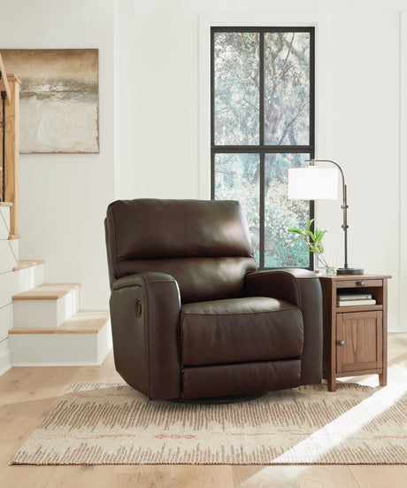 Emberla Coffee Swivel Glider Recliner from Ashley - Luna Furniture