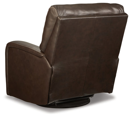 Emberla Coffee Swivel Glider Recliner from Ashley - Luna Furniture