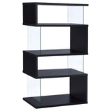 Emelle Black and Clear 4-Tier Bookcase from Coaster - Luna Furniture