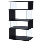 Emelle Black and Clear 4-Tier Bookcase from Coaster - Luna Furniture