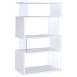 Emelle White and Clear 4-Tier Bookcase from Coaster - Luna Furniture