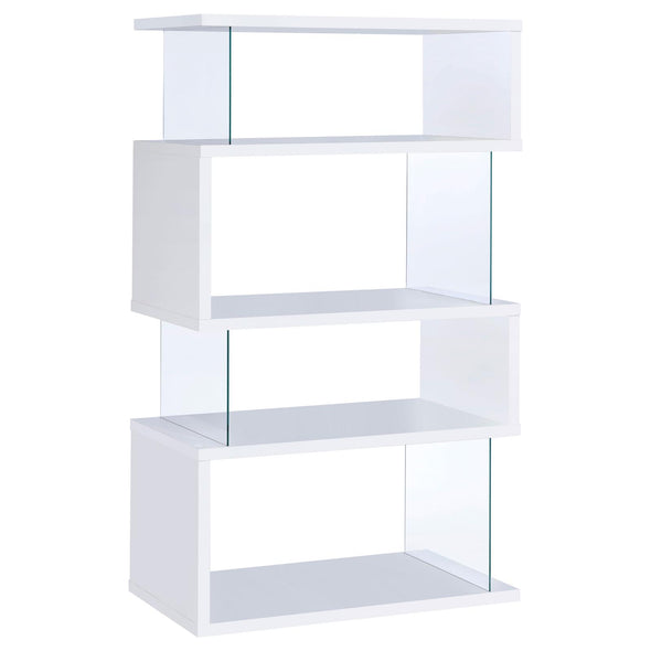 Emelle 4-tier Bookcase White and Clear - 800300 - Luna Furniture