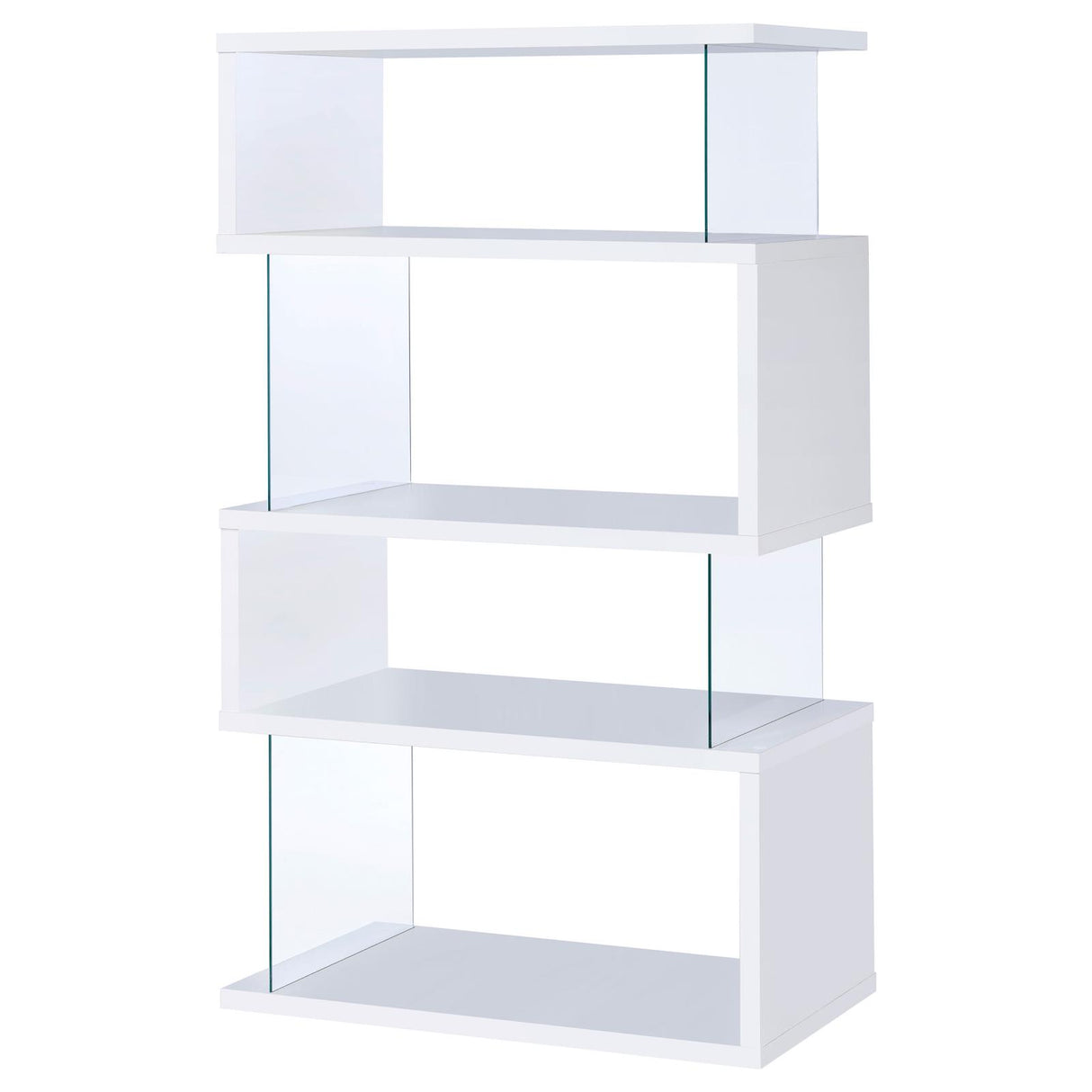 Emelle 4-tier Bookcase White and Clear - 800300 - Luna Furniture