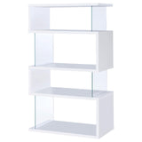 Emelle White and Clear 4-Tier Bookcase from Coaster - Luna Furniture