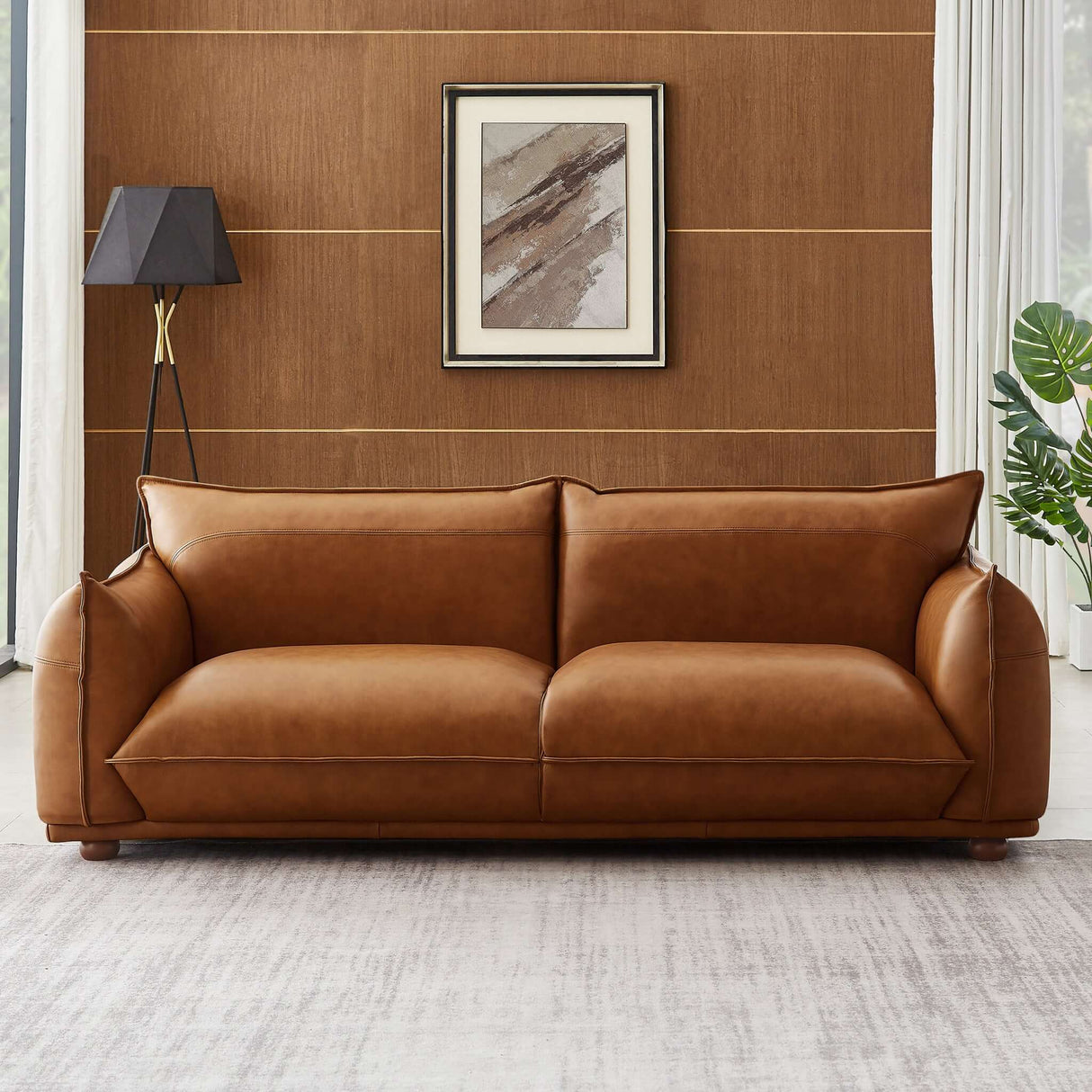 Emma Cognac Leather Sofa from Ashcroft Furniture - Luna Furniture
