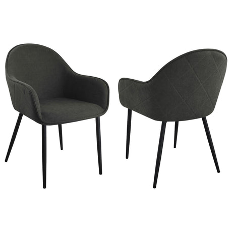 Emma Upholstered Dining Arm Chair Charcoal and Black (Set of 2) - 115593 - Luna Furniture