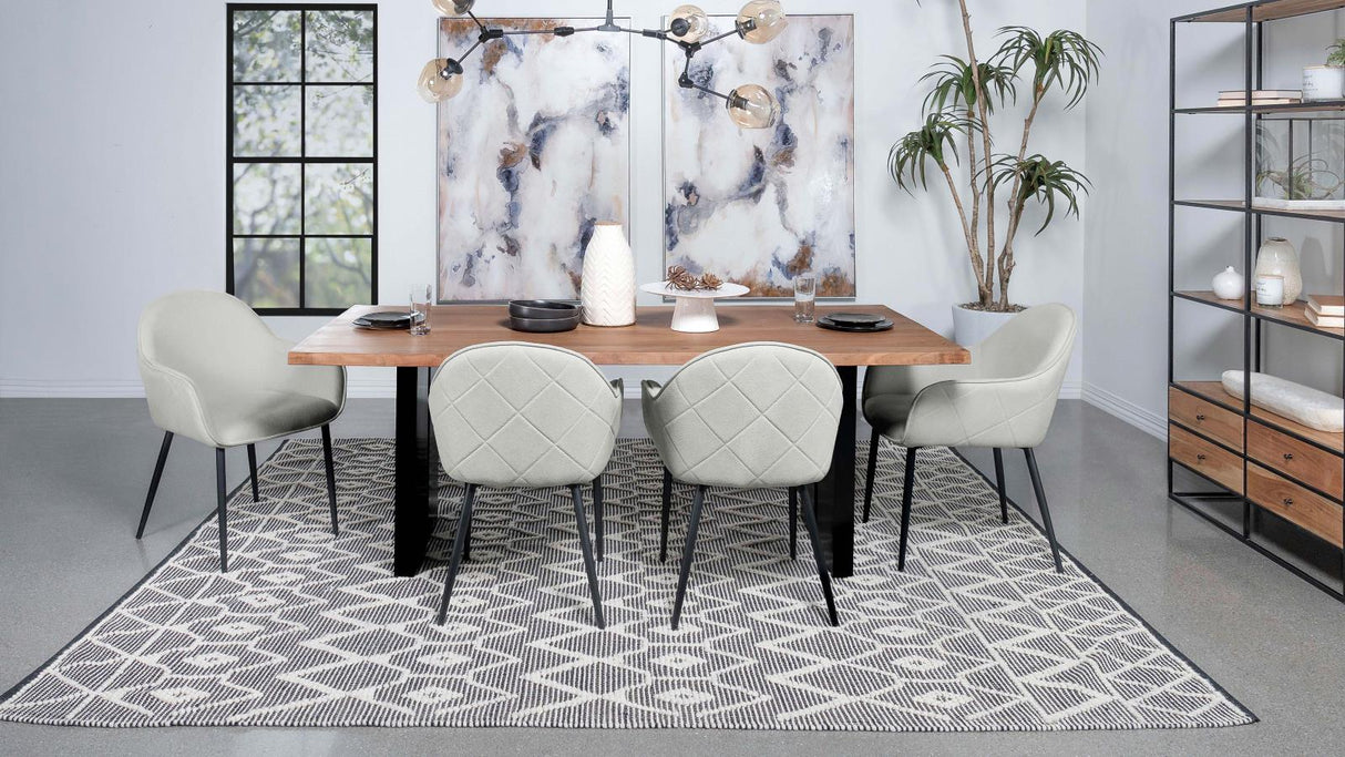 Emma Fog Gray and Black Upholstered Dining Arm Chair, Set of 2 from Coaster - Luna Furniture