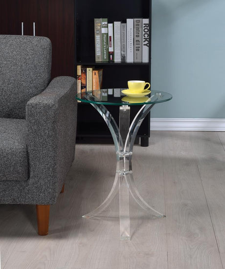 Emmett Round Accent Table Clear - 900490 - Luna Furniture