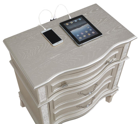 Evangeline Silver Oak 3-Drawer Nightstand from Coaster - Luna Furniture
