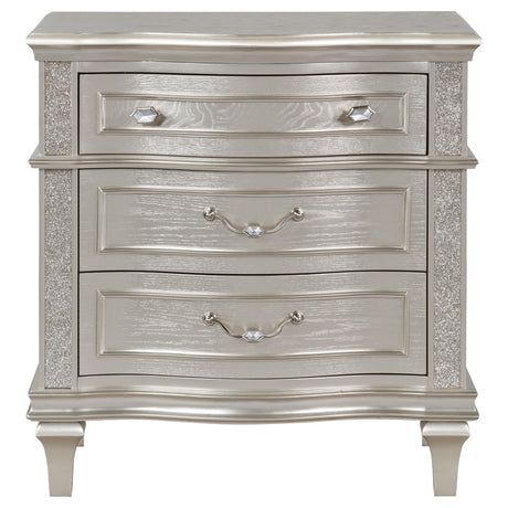 Evangeline Silver Oak 3-Drawer Nightstand from Coaster - Luna Furniture