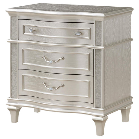 Evangeline Silver Oak 3-Drawer Nightstand from Coaster - Luna Furniture