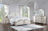 Evangeline Ivory and Silver Oak Upholstered 4-Piece Eastern King Platform Bedroom Set from Coaster - Luna Furniture