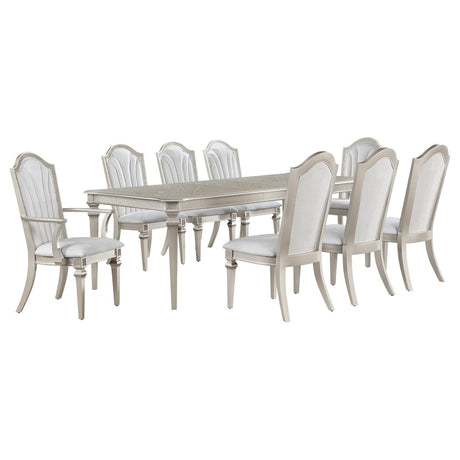 Evangeline 9-piece Dining Table Set with Extension Leaf Ivory and Silver Oak - 107551-S9 - Luna Furniture