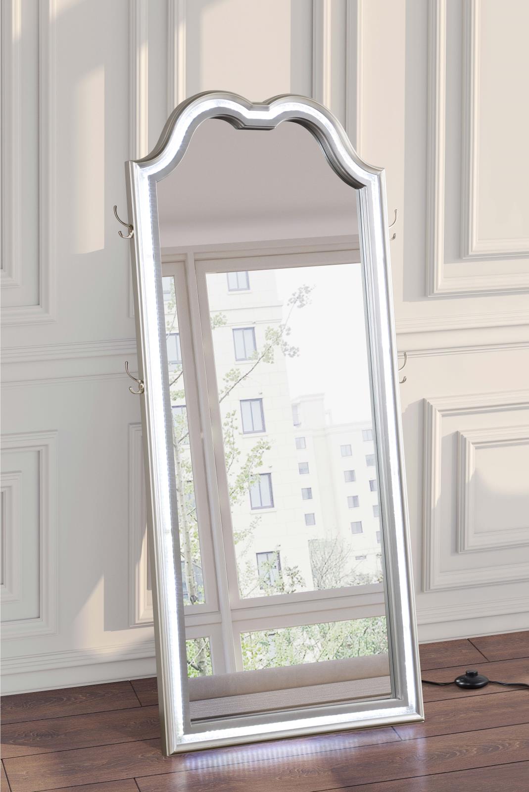 Evangeline Full Length LED Floor Mirror Silver Oak - 223400 - Luna Furniture