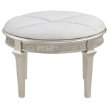 Evangeline Oval Vanity Stool with Faux Diamond Trim Silver and Ivory - 223399 - Luna Furniture