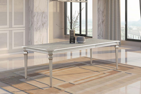 Evangeline Rectangular Dining Table with Extension Leaf Silver - 107551 - Luna Furniture