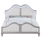 Evangeline Ivory and Silver Oak Tufted Upholstered California King Platform Bed from Coaster - Luna Furniture