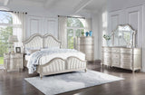 Evangeline Ivory and Silver Oak Tufted Upholstered Platform Queen Bed from Coaster - Luna Furniture