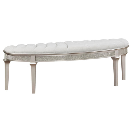 Evangeline Upholstered Demilune Bench Ivory and Silver Oak - 223396 - Luna Furniture