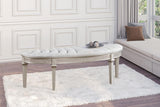 Evangeline Ivory and Silver Oak Upholstered Demilune Bench from Coaster - Luna Furniture
