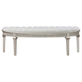 Evangeline Ivory and Silver Oak Upholstered Demilune Bench from Coaster - Luna Furniture