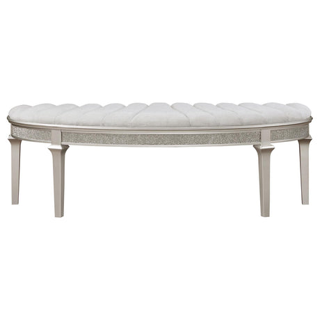 Evangeline Ivory and Silver Oak Upholstered Demilune Bench from Coaster - Luna Furniture