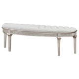 Evangeline Ivory and Silver Oak Upholstered Demilune Bench from Coaster - Luna Furniture