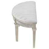 Evangeline Ivory and Silver Oak Upholstered Demilune Bench from Coaster - Luna Furniture