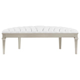 Evangeline Ivory and Silver Oak Upholstered Demilune Bench from Coaster - Luna Furniture