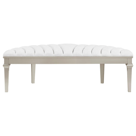 Evangeline Ivory and Silver Oak Upholstered Demilune Bench from Coaster - Luna Furniture