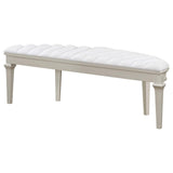 Evangeline Ivory and Silver Oak Upholstered Demilune Bench from Coaster - Luna Furniture