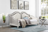 Evangeline Silver and Ivory Upholstered Twin Daybed with Faux Diamond Trim from Coaster - Luna Furniture
