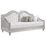 Evangeline Silver and Ivory Upholstered Twin Daybed with Faux Diamond Trim from Coaster - Luna Furniture