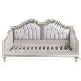 Evangeline Silver and Ivory Upholstered Twin Daybed with Faux Diamond Trim from Coaster - Luna Furniture
