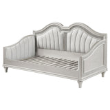 Evangeline Silver and Ivory Upholstered Twin Daybed with Faux Diamond Trim from Coaster - Luna Furniture