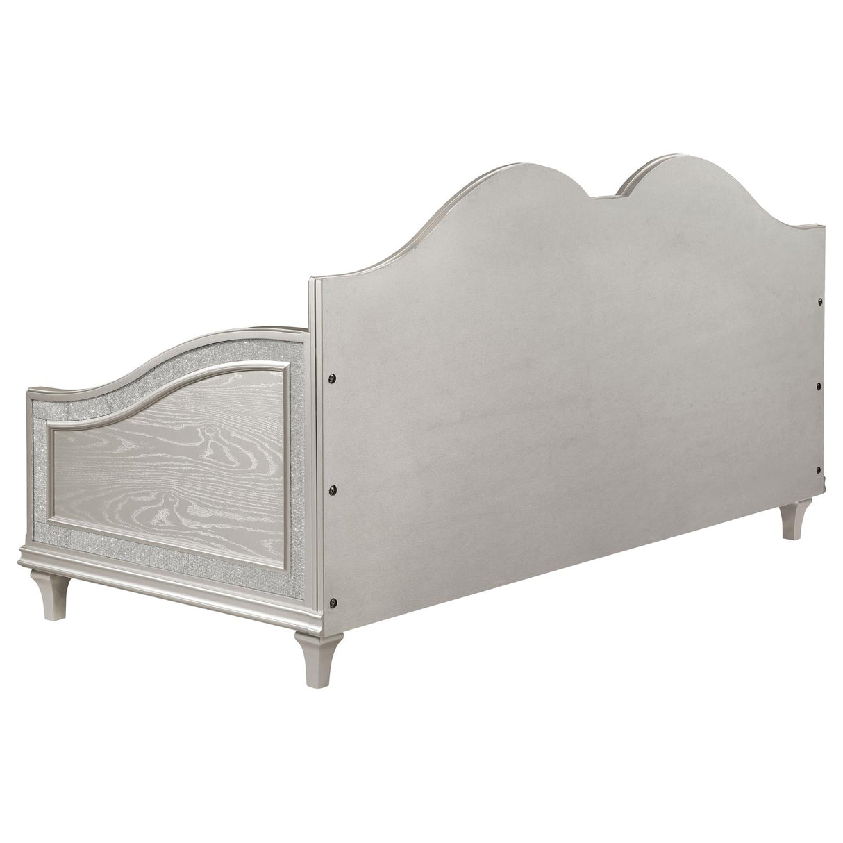 Evangeline Silver and Ivory Upholstered Twin Daybed with Faux Diamond Trim from Coaster - Luna Furniture