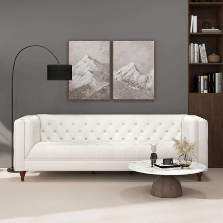 Evelyn Mid Century Modern Beige Boucle Luxury Chesterfield Sofa - AFC00193 - Luna Furniture