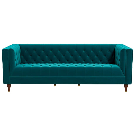 Evelyn Mid Century Modern Teal Velvet  Luxury Chesterfield Sofa - AFC00333 - Luna Furniture