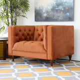 Evelyn Mid-Century Modern Tufted Back Velvet Lounge Chair Burnt Orange - AFC00152 - Luna Furniture