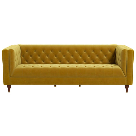 Evelyn Mid Century Modern Yellow Velvet Luxury Chesterfield Sofa - AFC00260 - Luna Furniture