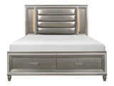 Tamsin Silver/Gray Metallic Queen LED Upholstered Storage Platform Bed from Homelegance - Luna Furniture
