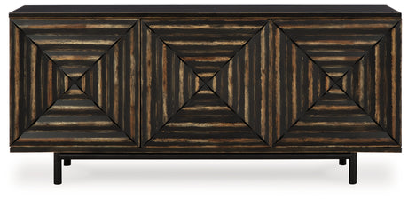 Fair Ridge Distressed Black Accent Cabinet from Ashley - Luna Furniture