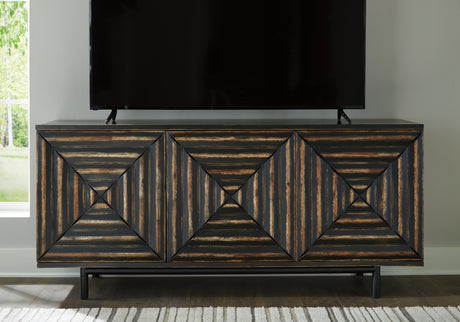 Fair Ridge Distressed Black Accent Cabinet from Ashley - Luna Furniture