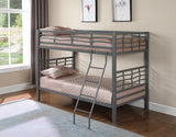 Fairfax Twin over Twin Bunk Bed with Ladder Light Gunmetal - 7395 - Luna Furniture