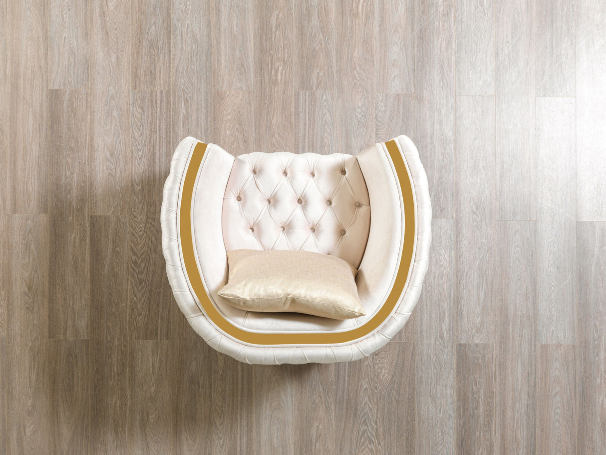 Fanci Ivory Velvet Chair - FANCIIVORY-CH - Luna Furniture