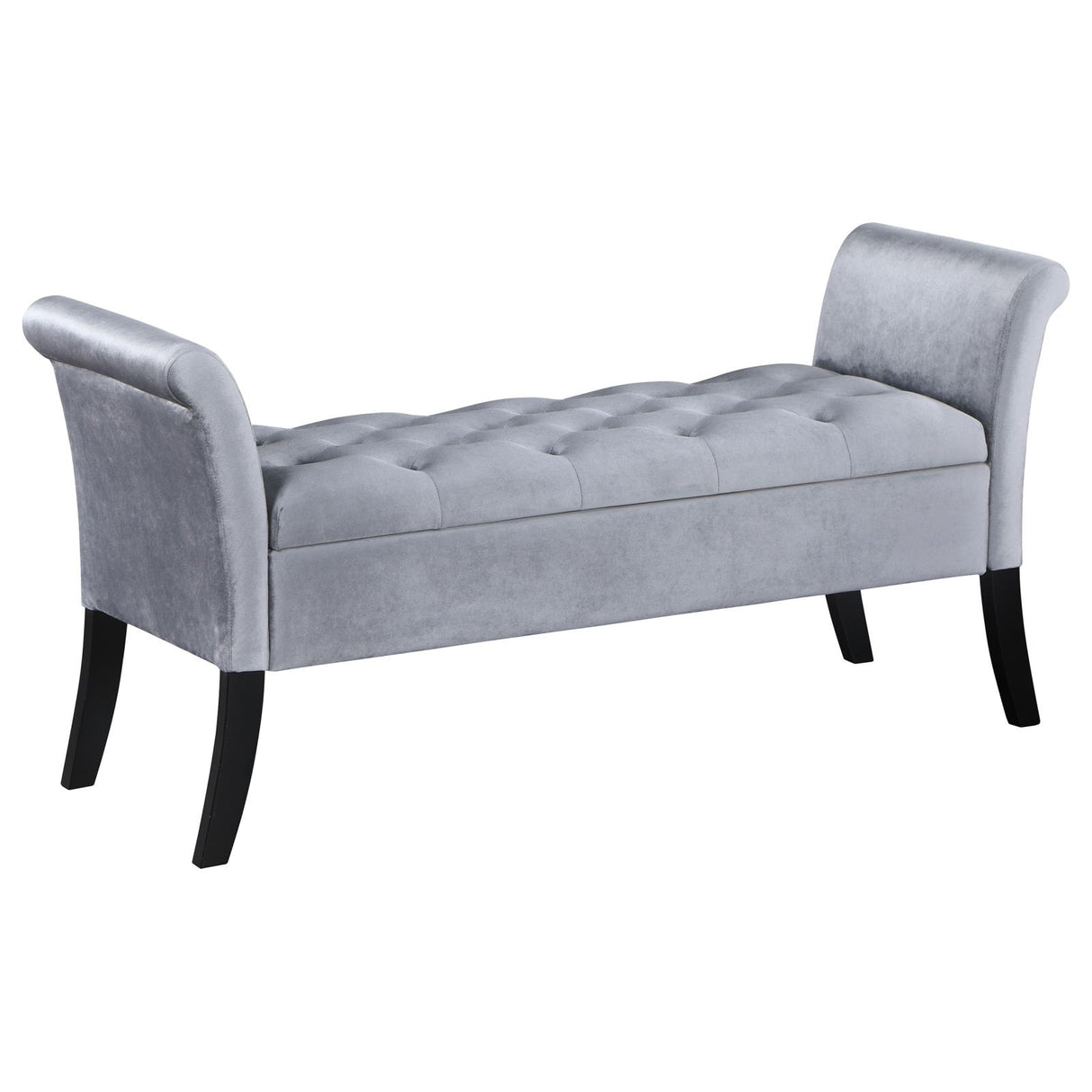 Farrah Silver and Black Upholstered Rolled Arms Storage Bench from Coaster - Luna Furniture