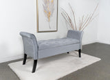 Farrah Silver and Black Upholstered Rolled Arms Storage Bench from Coaster - Luna Furniture