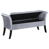 Farrah Upholstered Rolled Arms Storage Bench Silver and Black - 910239 - Luna Furniture